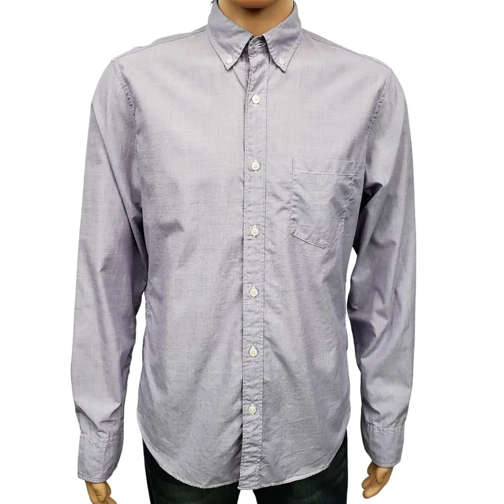 J.Crew Shirt in end-on-end cotton Men M Slim Fit Purple Button down Long Sleeve